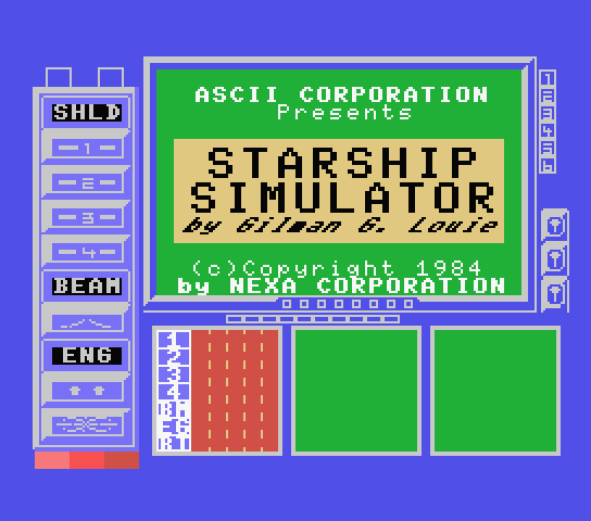 Starship Simulator title screen for MSX